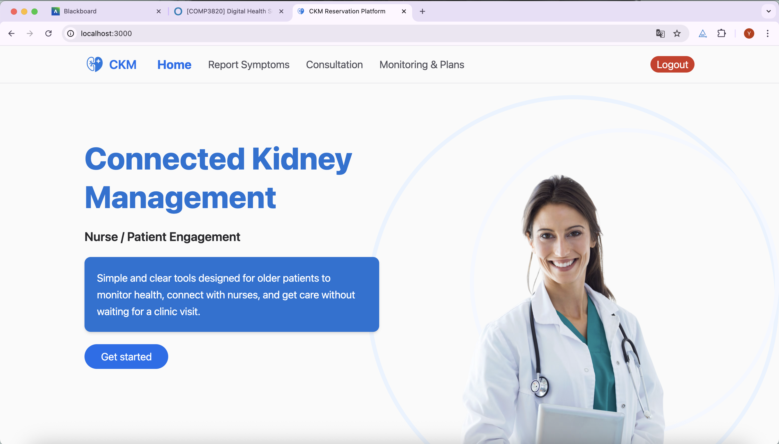 Symptom reporting UI