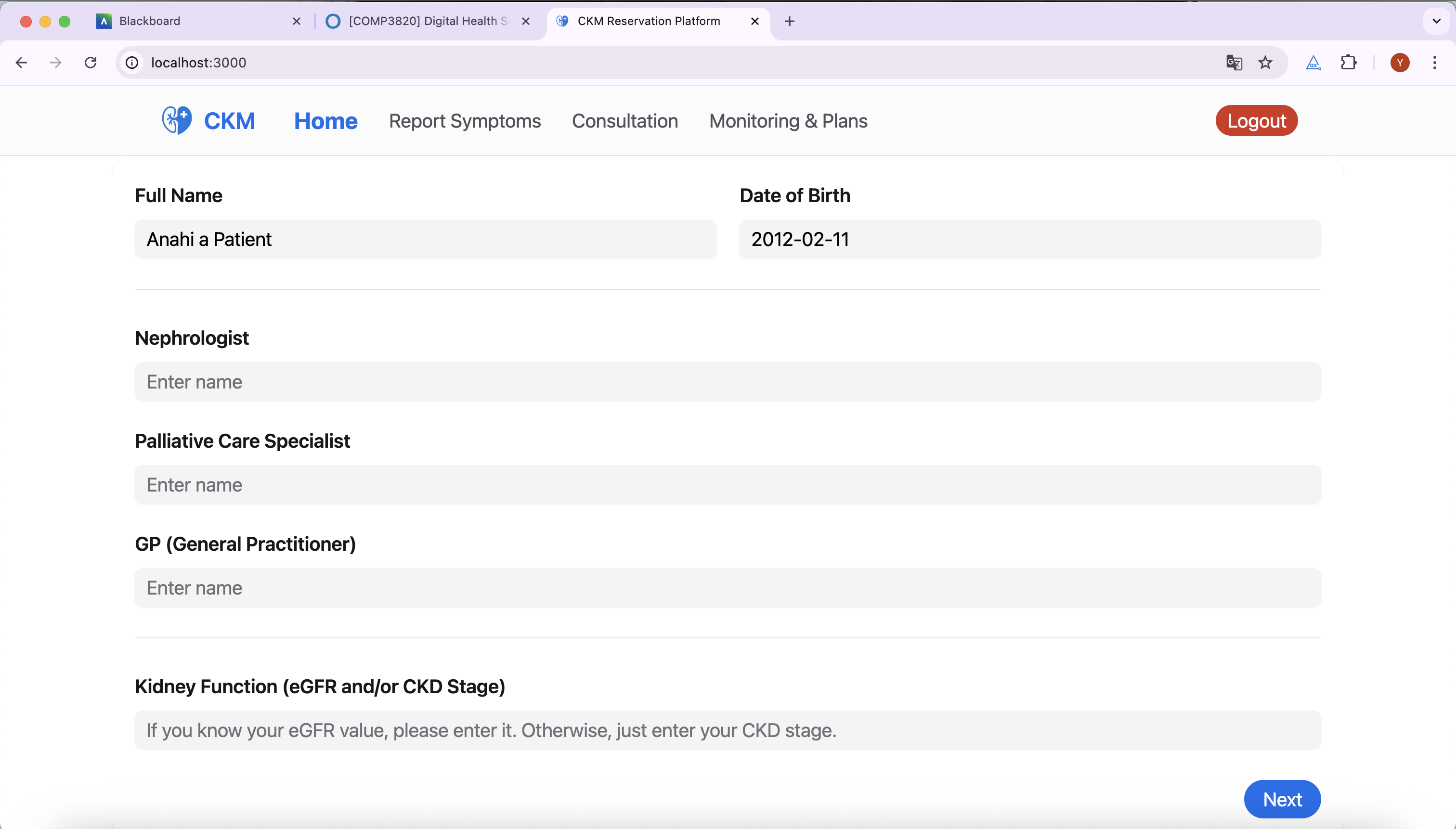 Consultation preference UI