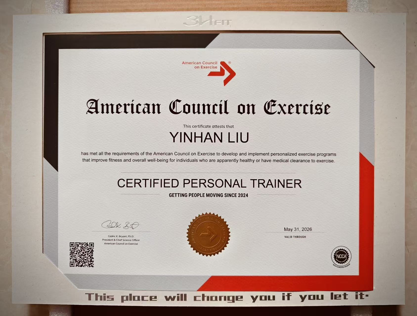 ACE certified personal trainer certificate